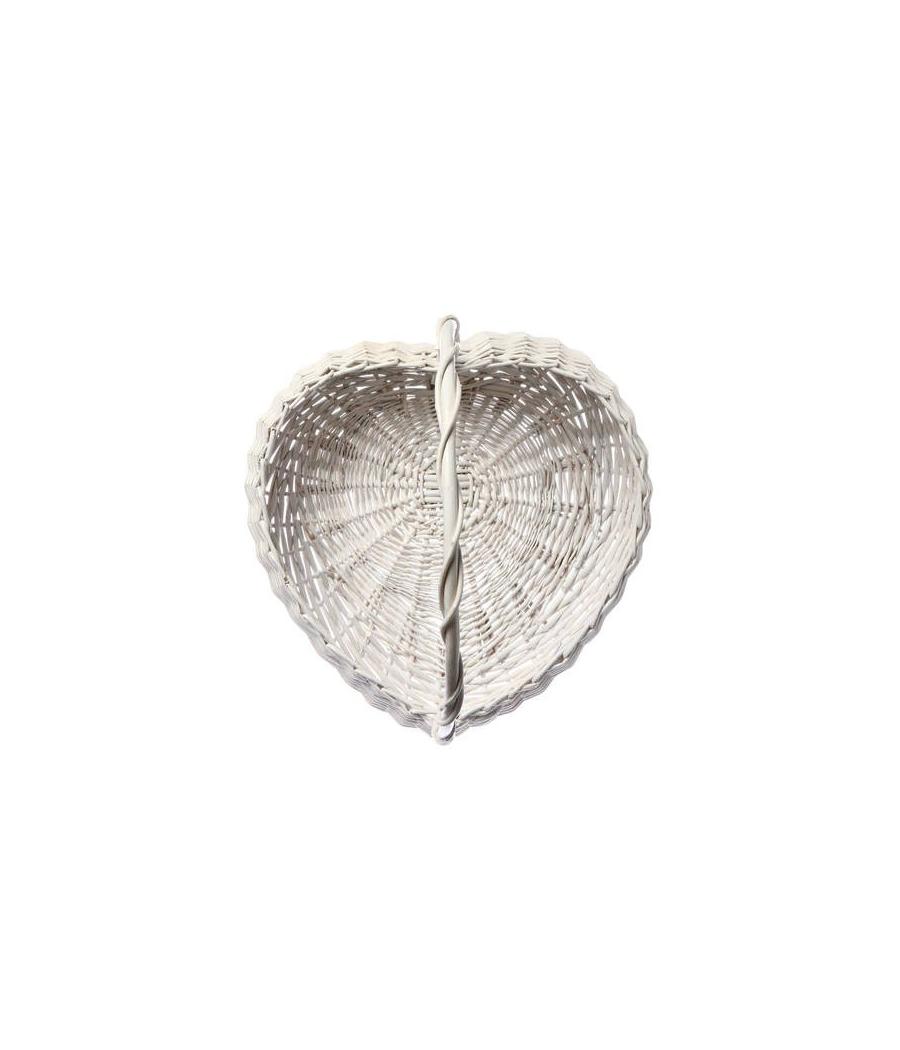 Panier en osier cœur blanc 30 cm
