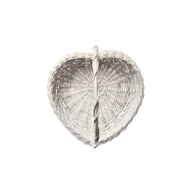 Panier en osier cœur blanc 30 cm