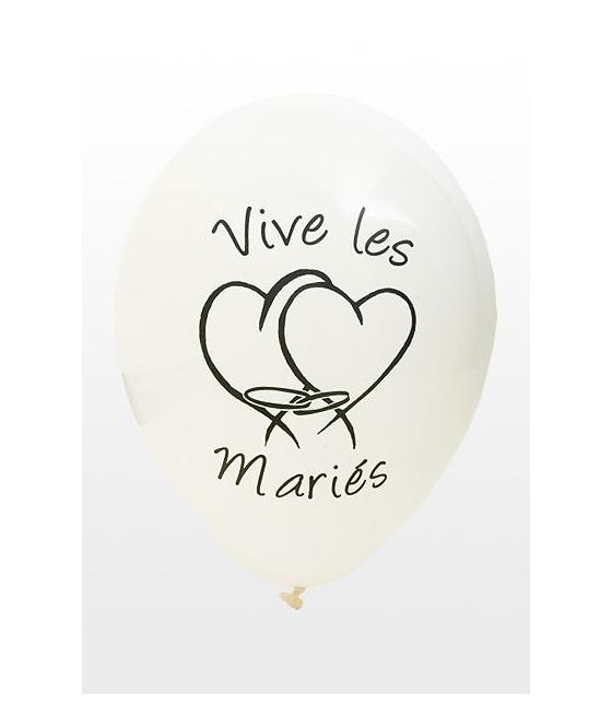 Ballon imprime "vive les maries"  blanc 