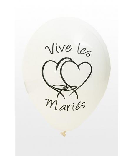 Ballon imprime "vive les maries"  blanc 