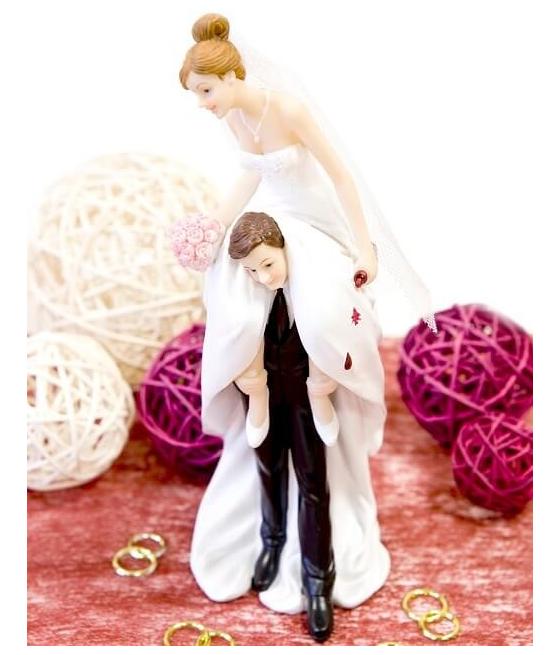 Sujet en résine - Couple mariés acrobates