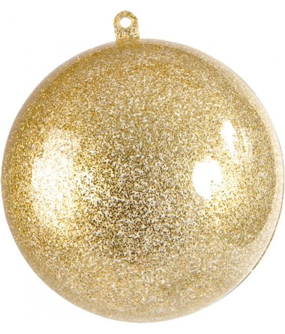 2 boules transparentes pailletées dorées