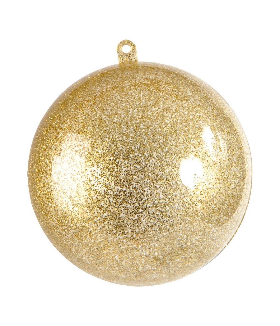 2 boules transparentes pailletées dorées