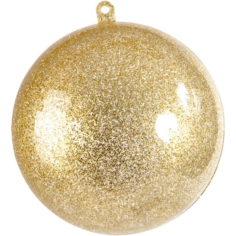 2 boules transparentes pailletées dorées