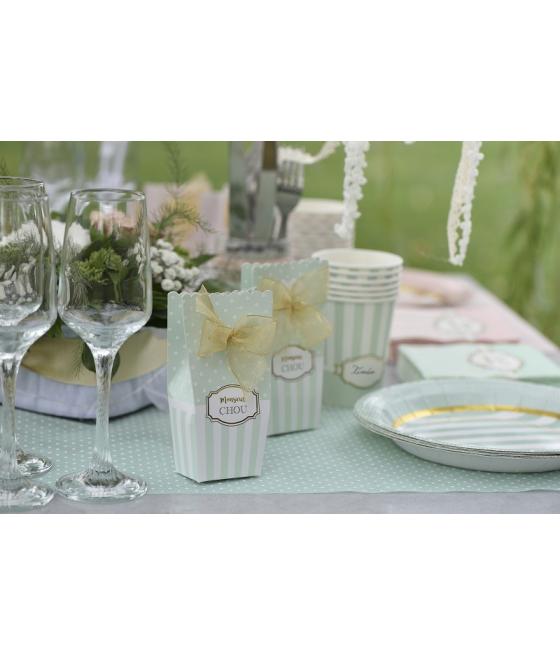 Boites baby shower vert d'eau "Monsieur Chou"