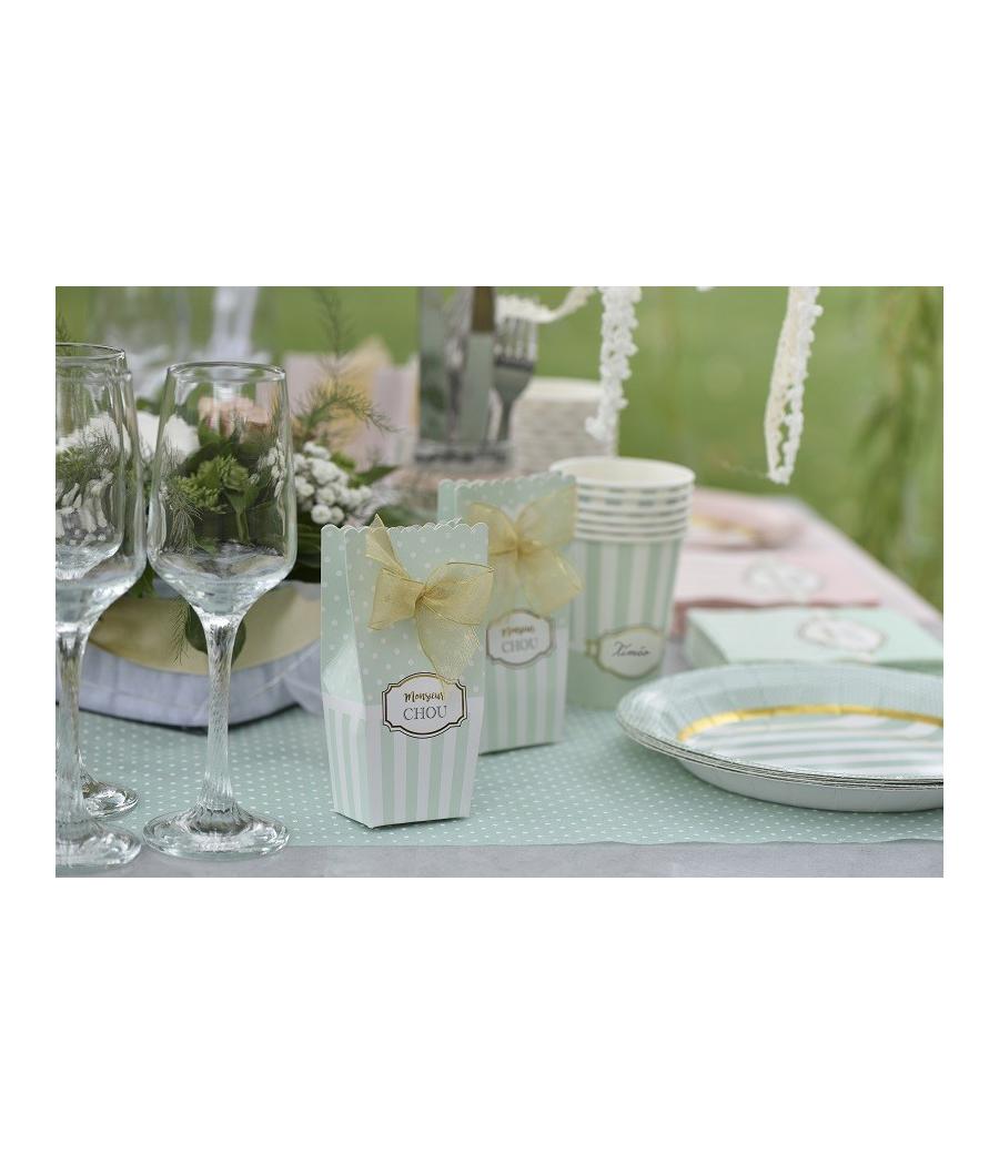 Boites baby shower vert d'eau "Monsieur Chou"