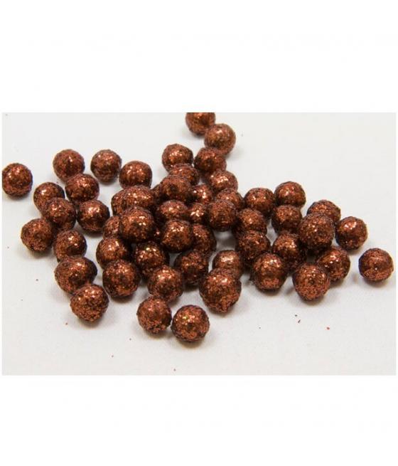 Boules deco pailletees   marron 
