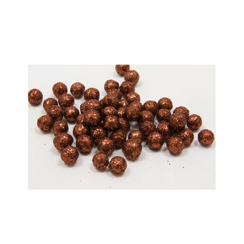 Boules deco pailletees   marron 