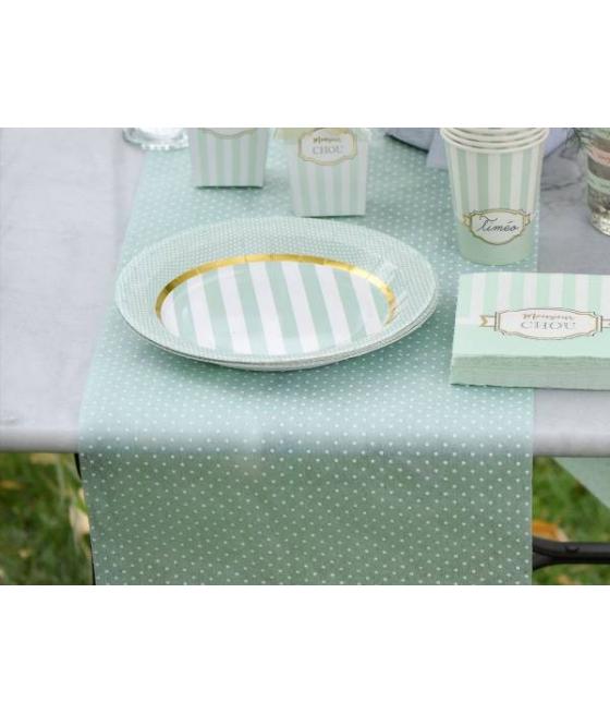 Chemin de table plumetis vert d'eau