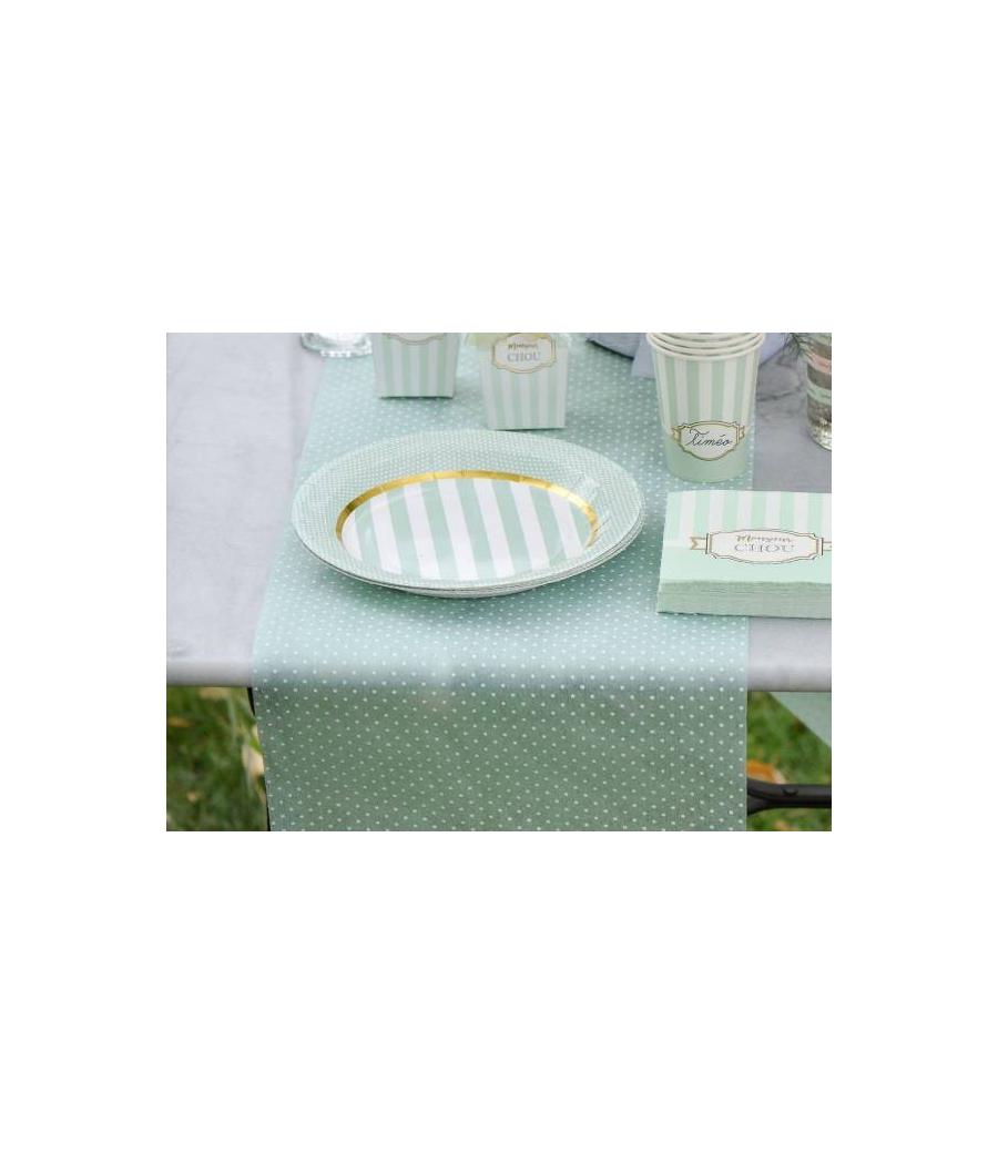 Chemin de table plumetis vert d'eau