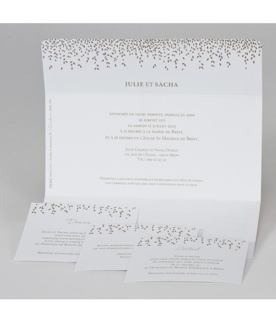 Faire part feuille dorée Avec impression