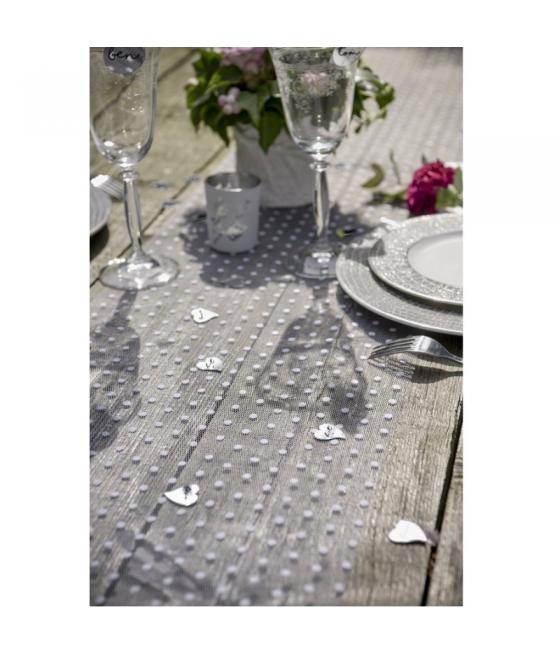 Chemin de table Plumetis blanc