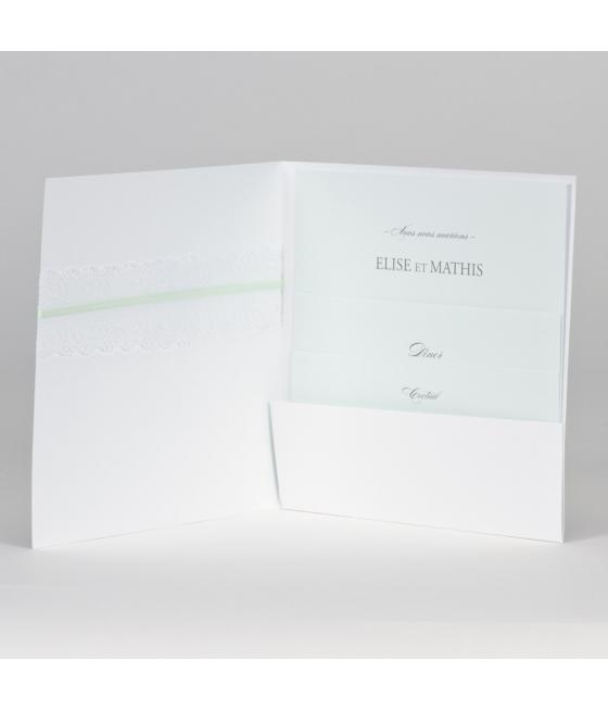 Faire part oui nous nous marions  vert d'eau -charme et elegance