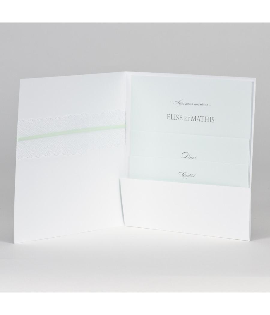 Faire part oui nous nous marions  vert d'eau -charme et elegance