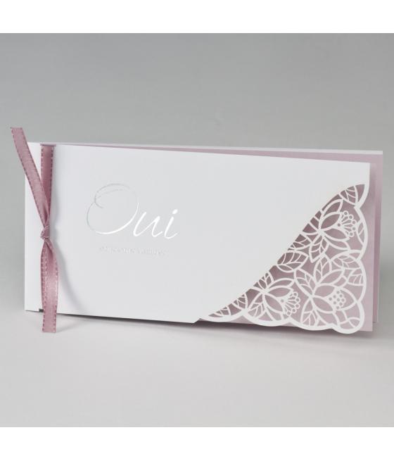 Faire part dentelle rose