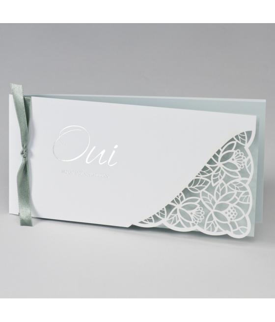 Faire part avec dentelle vert menthe