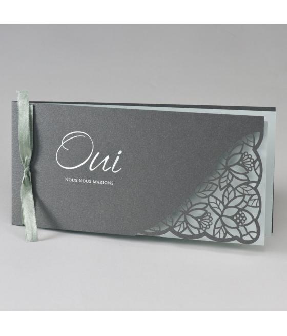 Faire part dentelle vert menthe