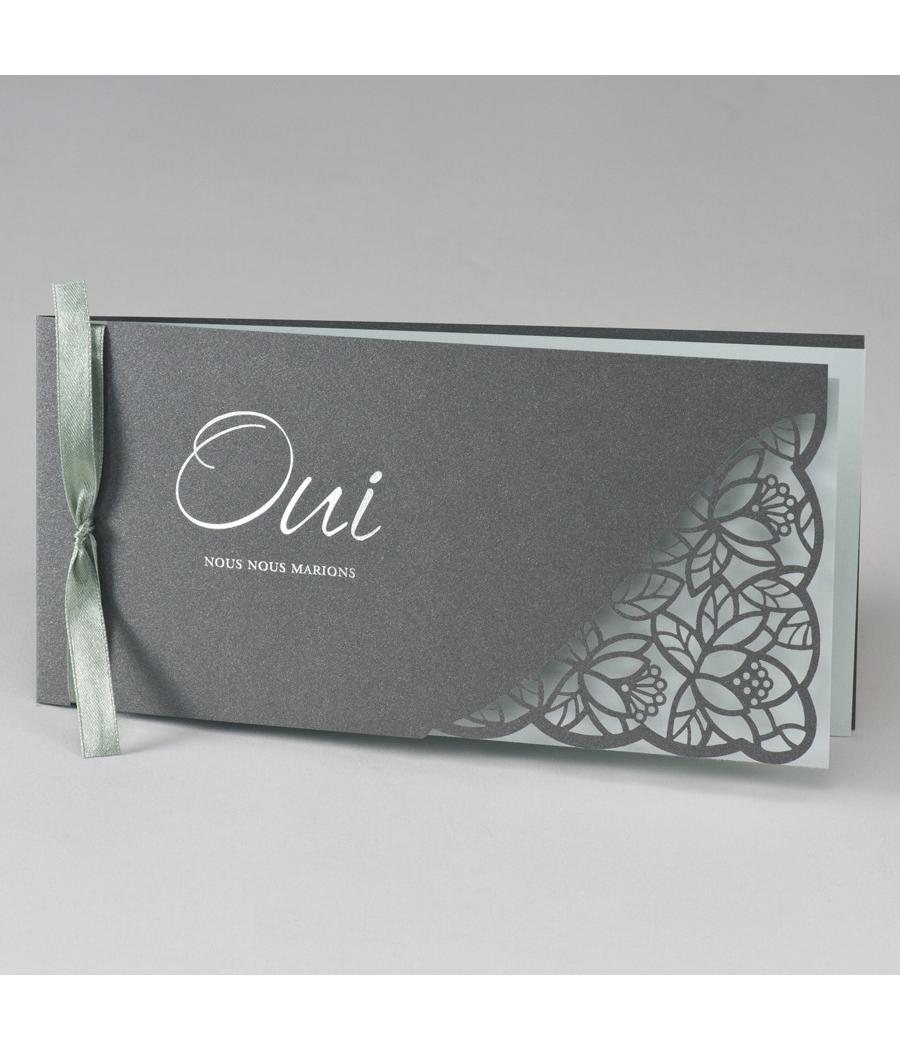 Faire part dentelle vert menthe
