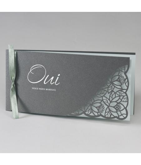 Faire part dentelle vert menthe