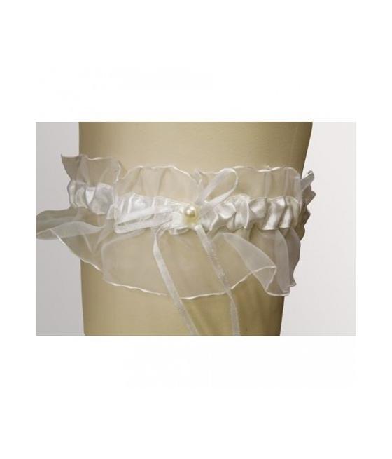 Jarretière satin et perle ivoire