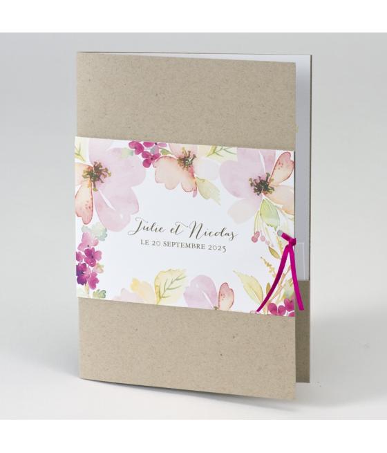 Faire-part Kraft avec jolies fleurs