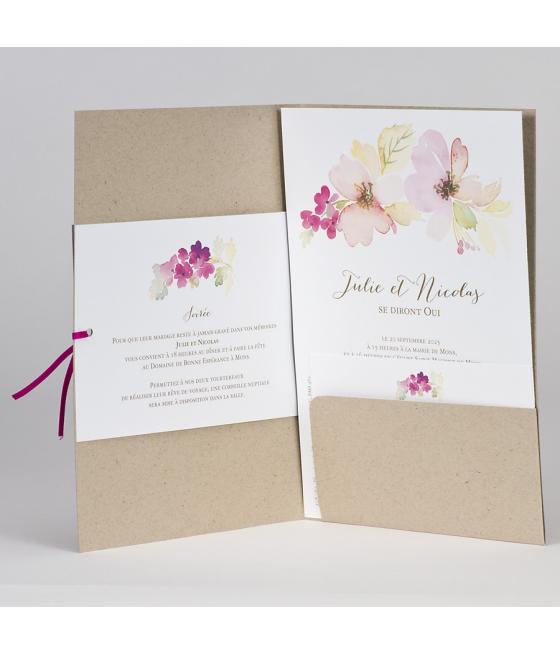 Faire-part Kraft avec jolies fleurs