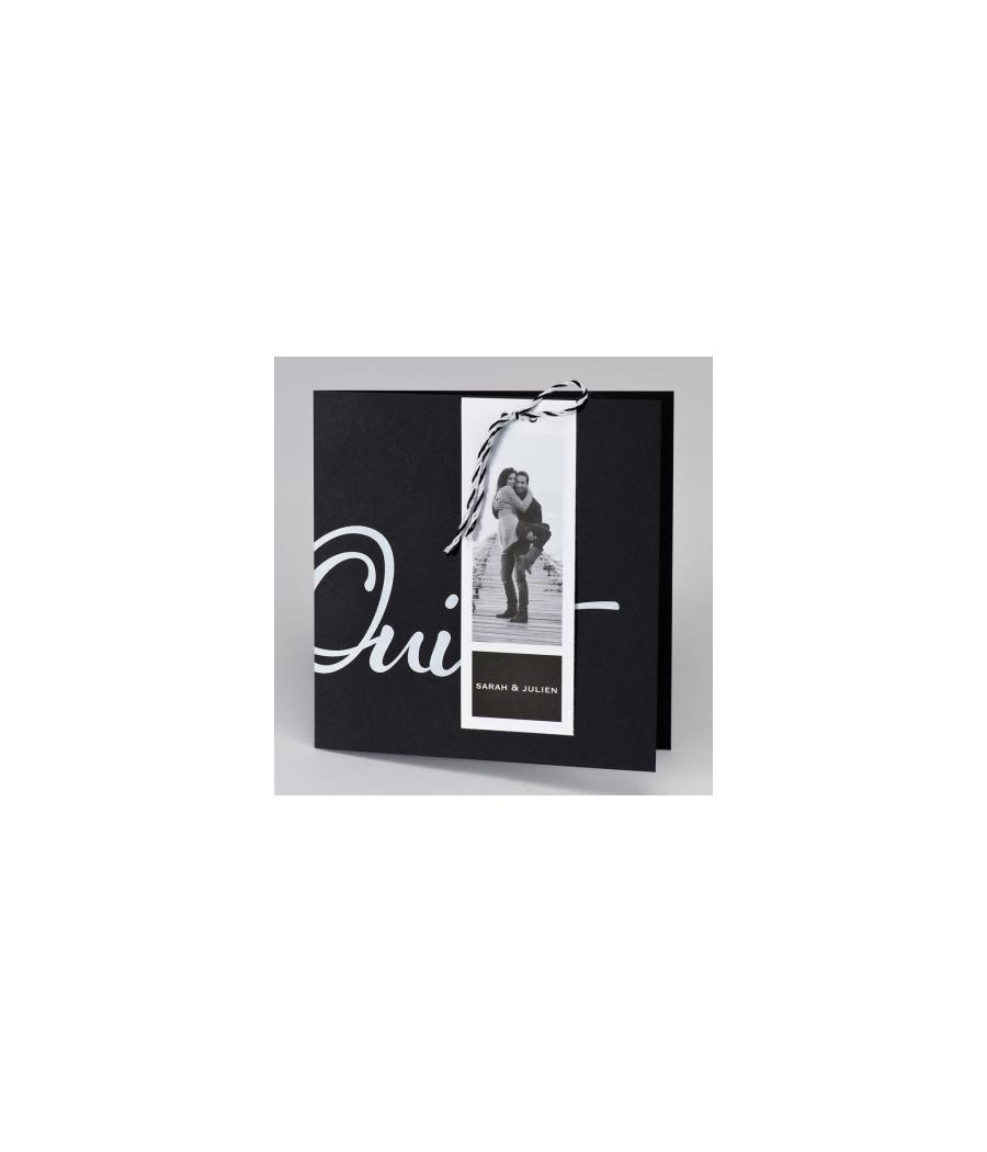 Faire-part noir OUI avec photo