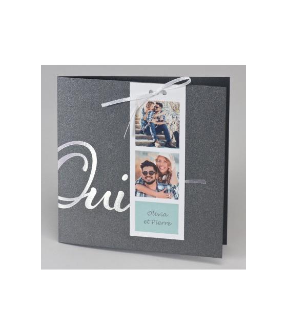 Faire-part gris foncé OUI avec photo