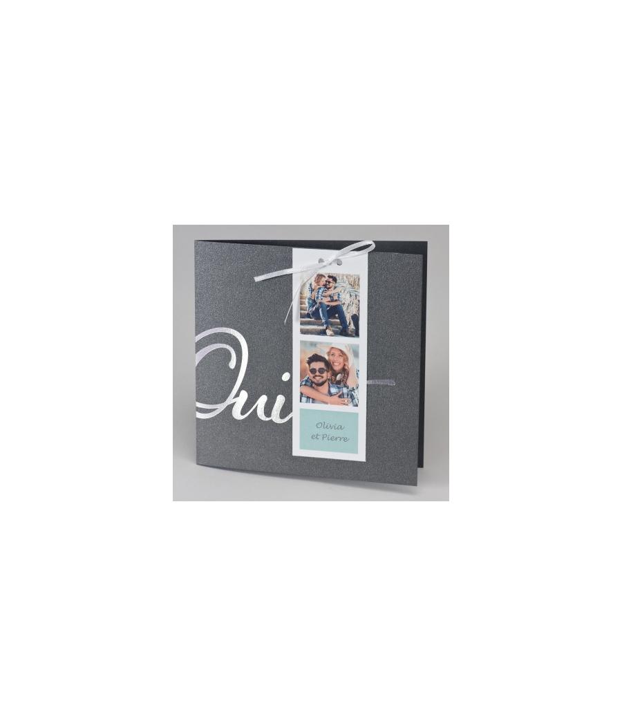 Faire-part gris foncé OUI avec photo