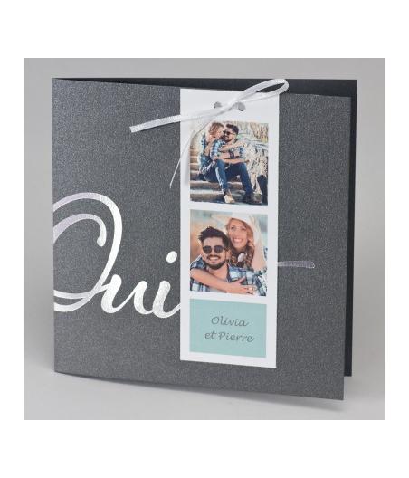 Faire-part gris foncé OUI avec photo