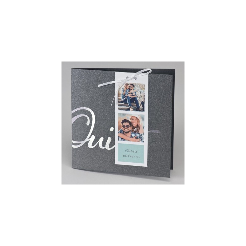 Faire-part gris foncé OUI avec photo