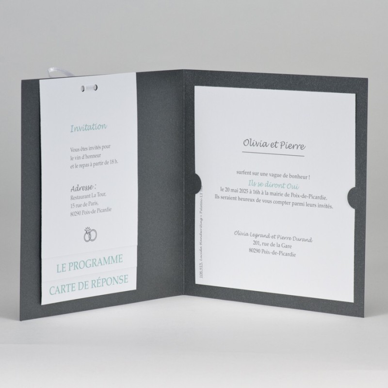 Faire-part gris foncé OUI avec photo