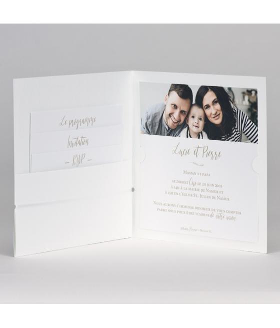 Faire-part élégant Notre Mariage - blanc