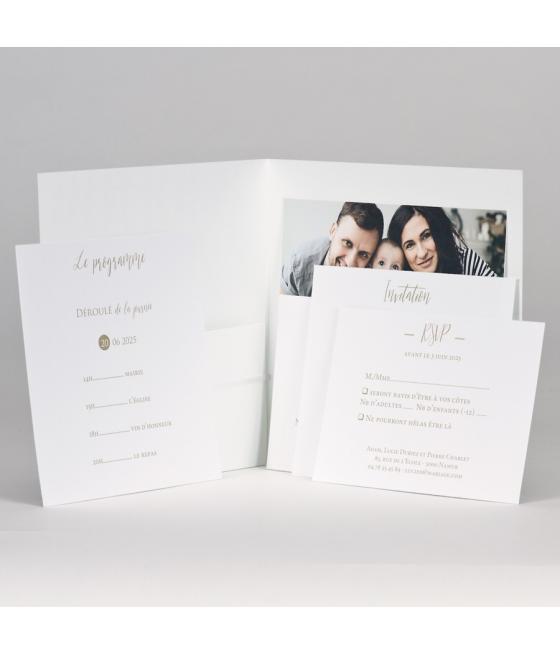 Faire-part élégant Notre Mariage - blanc