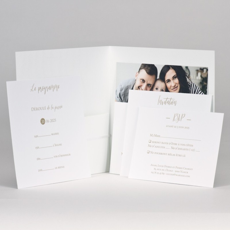 Faire-part élégant Notre Mariage - blanc