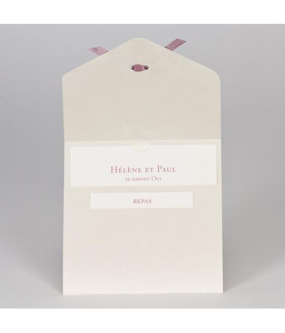 Faire-part dentelle en relief et ruban rose