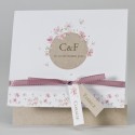 Faire-part eco aux fleurs roses