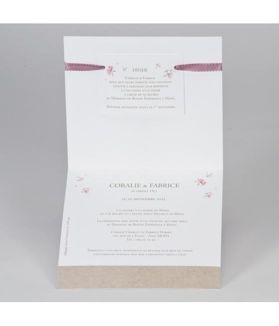 Faire-part eco aux fleurs roses