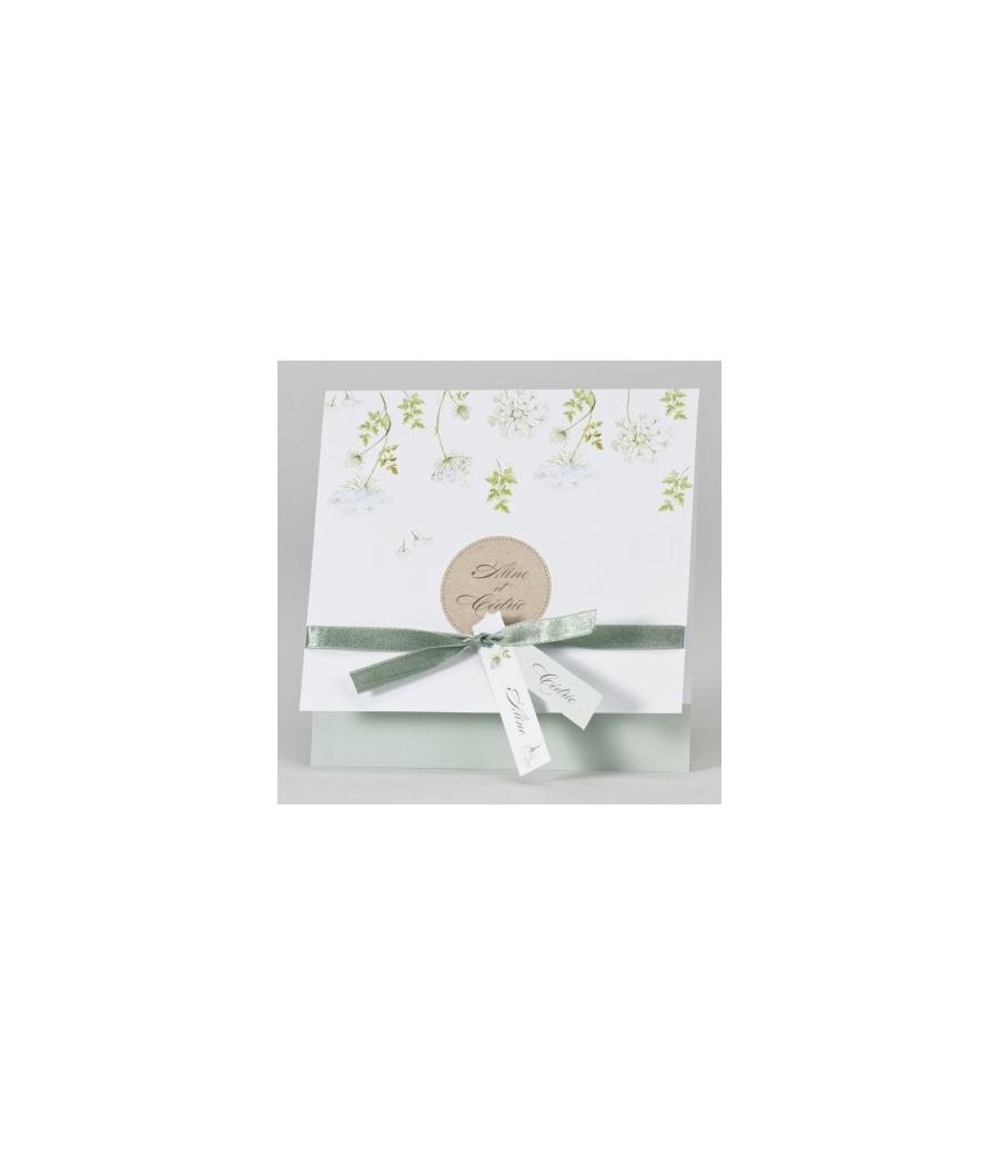 Faire-part aux fleurs vertes
