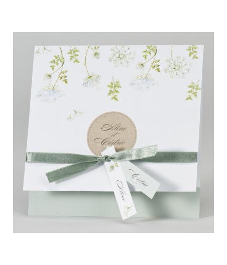 Faire-part aux fleurs vertes