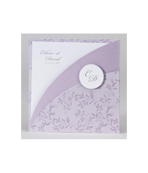 Faire-part mauve avec petites fleurs