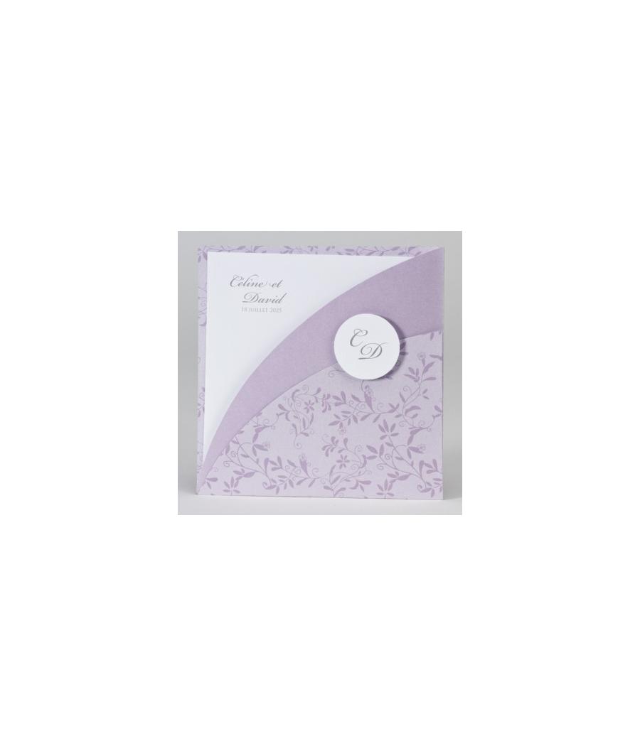 Faire-part mauve avec petites fleurs