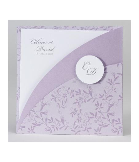Faire-part mauve avec petites fleurs