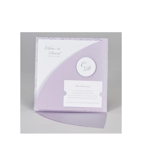 Faire-part mauve avec petites fleurs