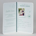 Faire-part passeport d'amour vert et or
