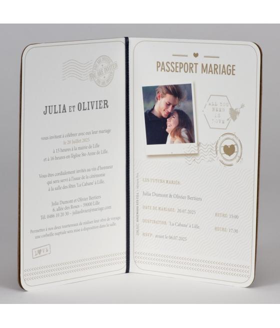 Faire-part passeport d'amour en kraft