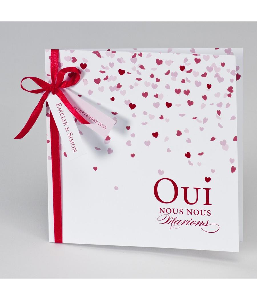 Faire-part Cœurs rouges