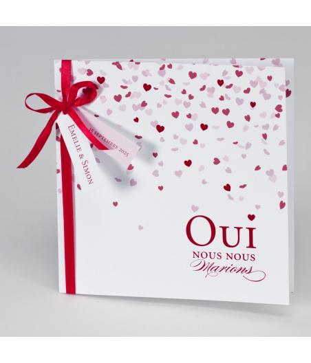 Faire-part Cœurs rouges