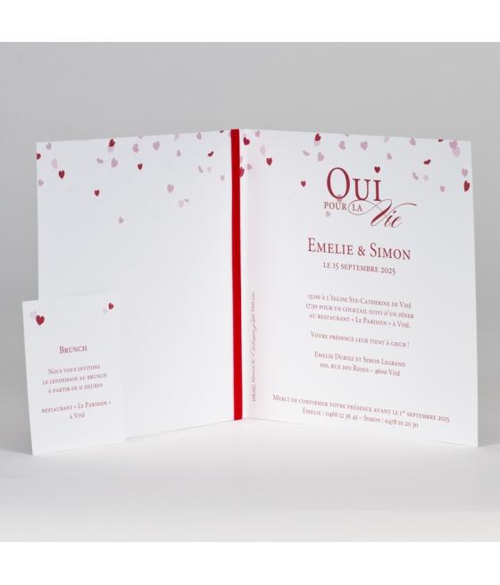 Faire-part Cœurs rouges