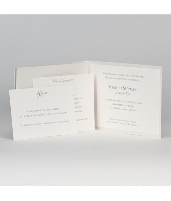 Faire-part sobre avec ruban gris